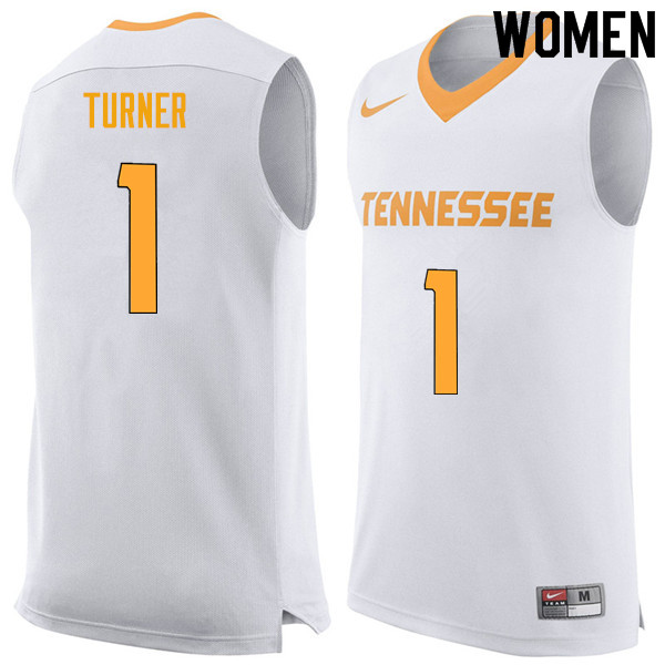 Women #1 Lamonte Turner Tennessee Volunteers College Basketball Jerseys Sale-White